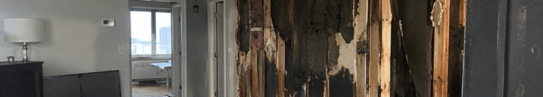Fire-Damaged Room with Exposed Studs